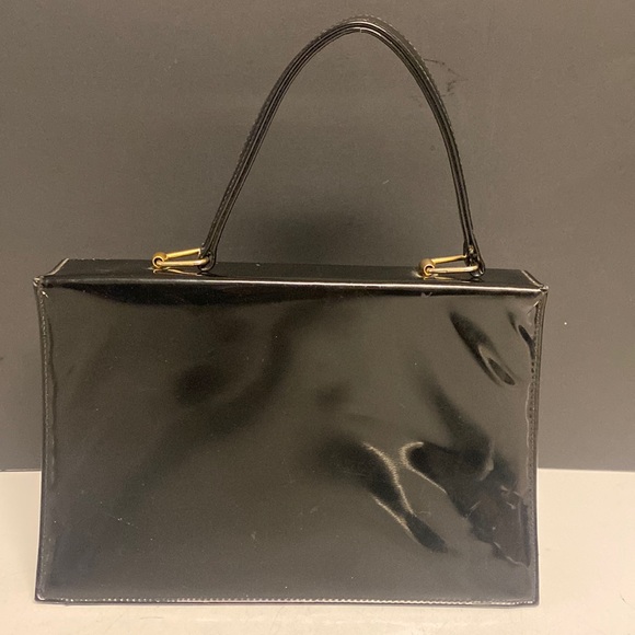 MEYER’S Black Vinyl Flap Satchel Expandable Purse - Picture 6 of 17